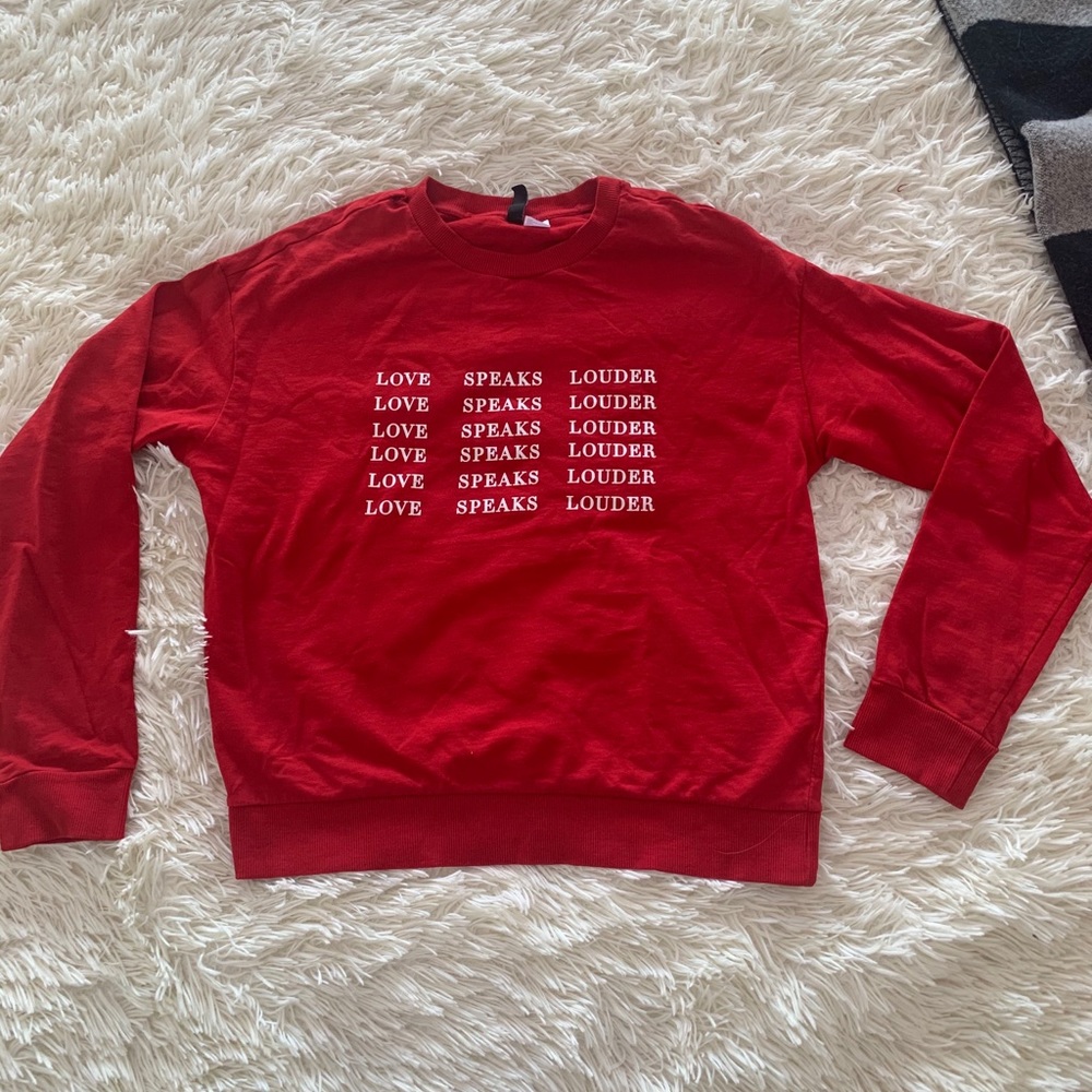H&M “Love Speaks Louder” sweatshirt, Size S